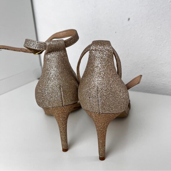 Kelly & Katie Kirstie gold glitter open toe stiletto size 6.5 - Picture 5 of 11